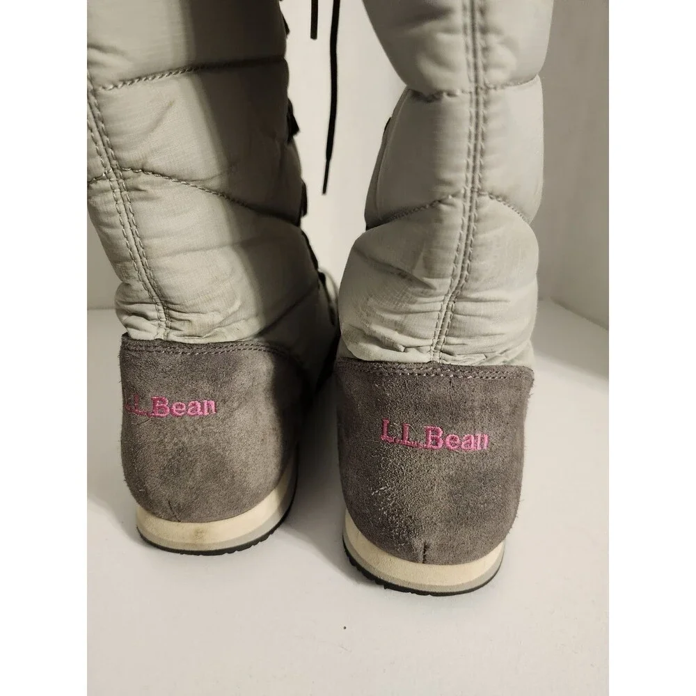 LL Bean 284883 Carrabassett Fur Lace-Up Knee High Winter Snow Boots Women's 8
